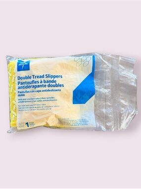 Double Tread Fall Prevention Slippers Size-Large in Yellow